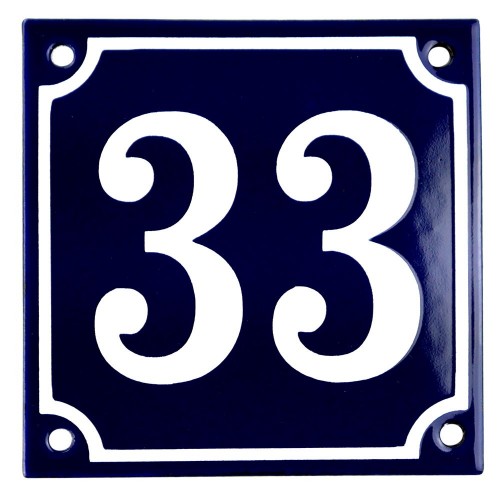 Emaljskylt 33 blå - vit 10 x 10 cm modell 11-5