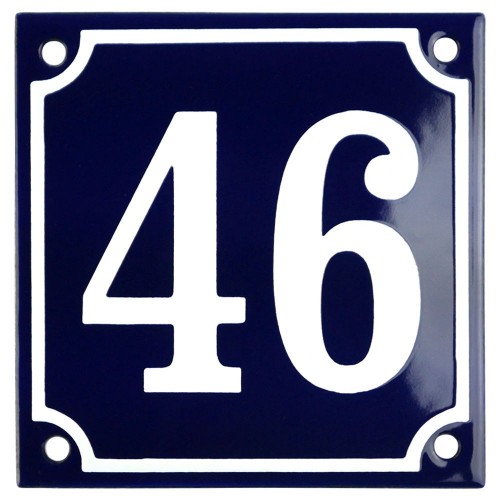 Emaljskylt 46 blå - vit 10 x 10 cm modell 11-5