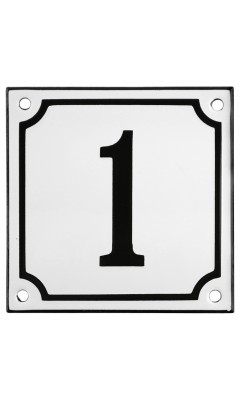 Emaljskylt 1 vit - svart 10 x 10 cm modell 10-5 Emaljskylt 1 vit - svart 10 x 10 cm modell 10-5