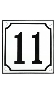 Emaljskylt 11 vit - svart 10 x 10 cm modell 10-5 Emaljskylt 11 vit - svart 10 x 10 cm modell 10-5