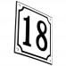 Emaljskylt 18 vit - svart 10 x 10 cm modell 10-5