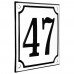 Emaljskylt 47 vit - svart 10 x 10 cm modell 10-5