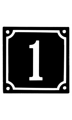 Emaljskylt 1 svart - vit 10 x 10 cm modell 12-5 Emaljskylt 1 svart - vit 10 x 10 cm modell 12-5
