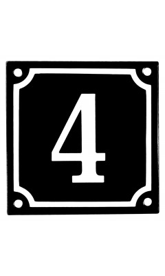 Emaljskylt 4 svart - vit 10 x 10 cm modell 12-5 Emaljskylt 4 svart - vit 10 x 10 cm modell 12-5
