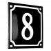 Emaljskylt 8 svart - vit 10 x 10 cm modell 12-5