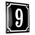 Emaljskylt 9 svart - vit 10 x 10 cm modell 12-5