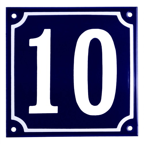 Emaljskylt 10 blå - vit 15 x 15 cm modell 11-5