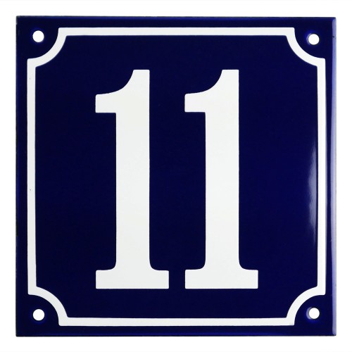 Emaljskylt 11 blå - vit 15 x 15 cm modell 11-5