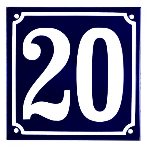 Emaljskylt 20 blå - vit 15 x 15 cm modell 11-5