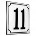 Emaljskylt 11 vit - svart 15 x 15 cm modell 10-5