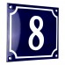 Emaljskylt 8 blå - vit 14 x 12 cm modell 11-5