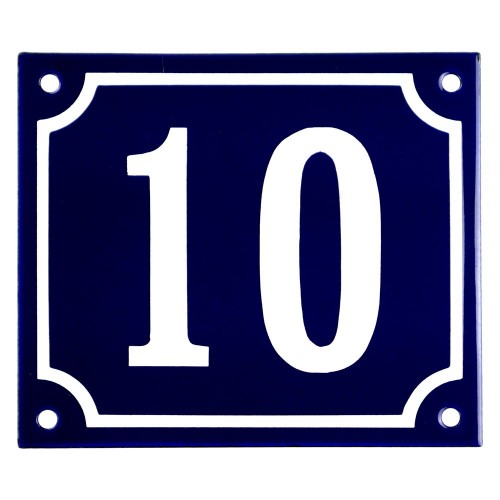 Emaljskylt 10 blå - vit 14 x 12 cm modell 11-5