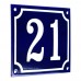 Emaljskylt 21 blå - vit 14 x 12 cm modell 11-5