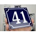 Emaljskylt 41 blå - vit 14 x 12 cm modell 11-5