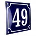 Emaljskylt 49 blå - vit 14 x 12 cm modell 11-5