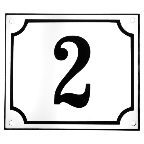 Emaljskylt 2 vit - svart 14 x 12 cm modell 10-5