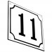 Emaljskylt 11 vit - svart 14 x 12 cm modell 10-5