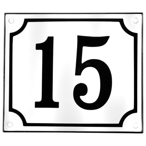Emaljskylt 15 vit - svart 14 x 12 cm modell 10-5