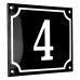 Emaljskylt 4 svart - vit 14 x 12 cm modell 12-5