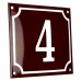 Emaljskylt 4 röd - vit 14 x 12 cm modell 16-5