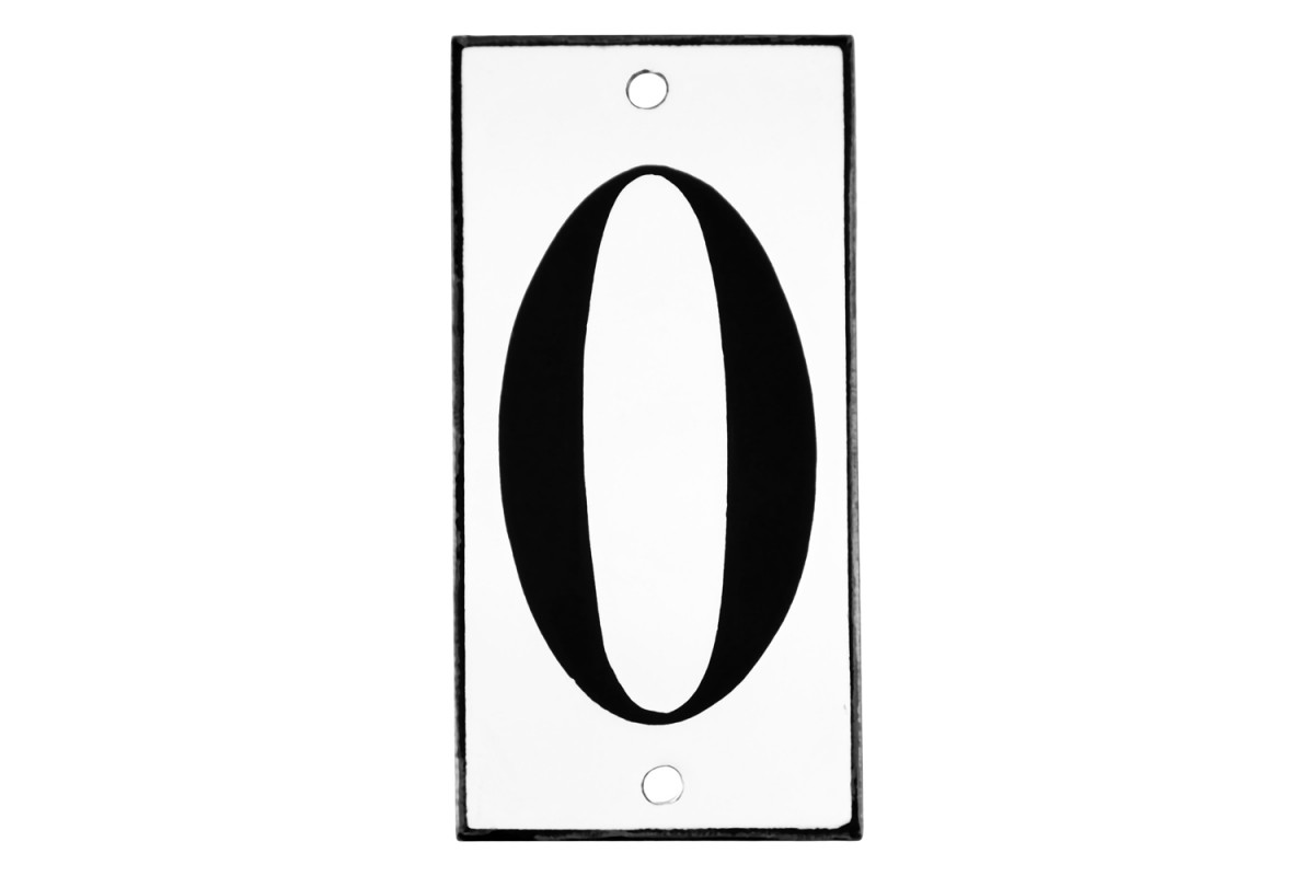 Emaljskylt 0 vit - svart 5 x 10 cm modell 13-5 Emaljskylt 0 vit - svart 5 x 10 cm modell 13-5