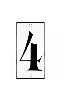 Emaljskylt 4 vit - svart 5 x 10 cm modell 13-5 Emaljskylt 4 vit - svart 5 x 10 cm modell 13-5