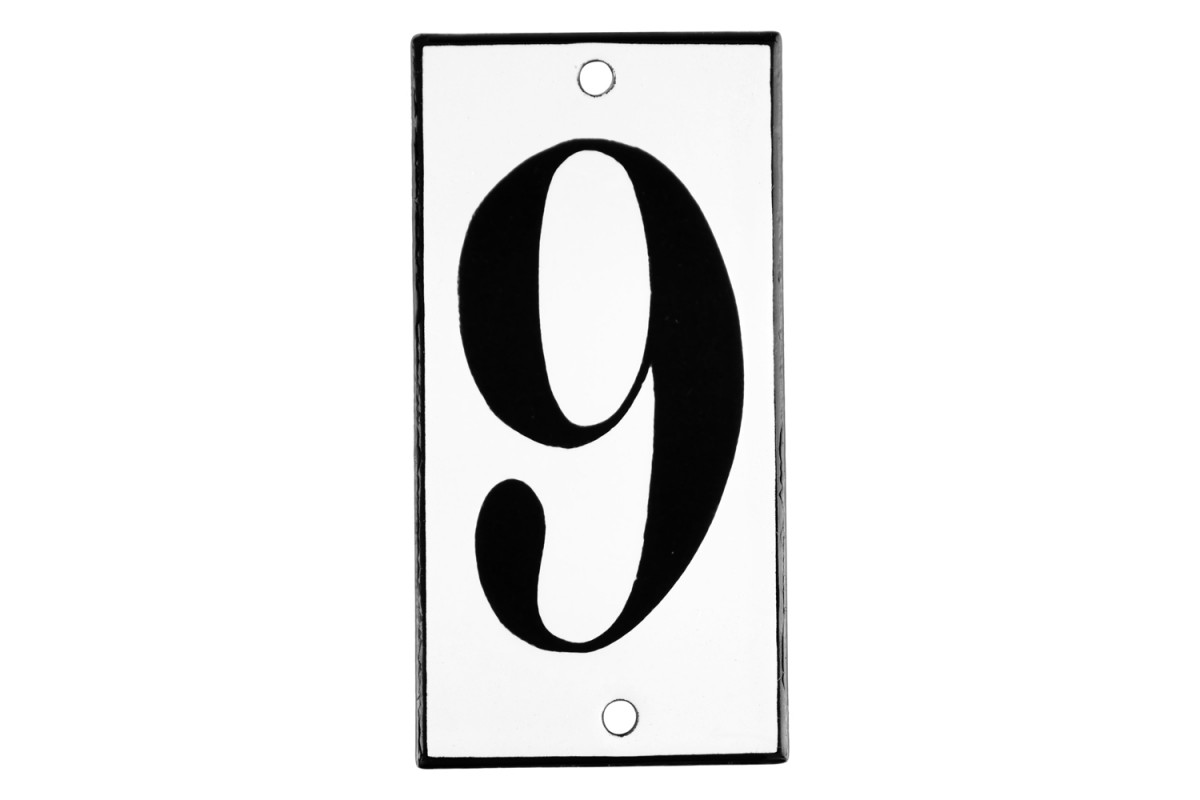 Emaljskylt 9 vit - svart 5 x 10 cm modell 13-5 Emaljskylt 9 vit - svart 5 x 10 cm modell 13-5