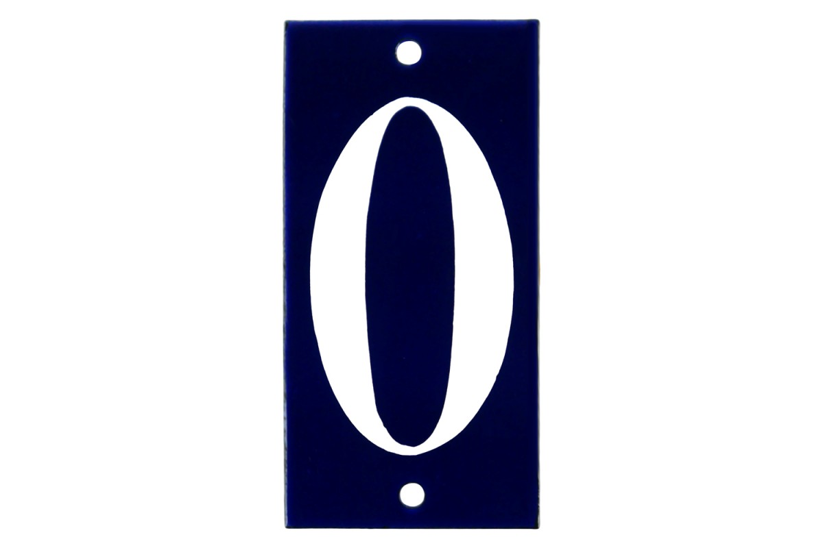 Emaljskylt 0 blå - vit 5 x 10 cm modell 14-5 Emaljskylt 0 blå - vit 5 x 10 cm modell 14-5
