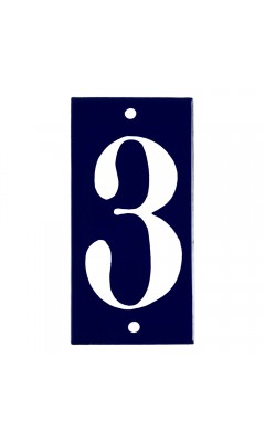 Emaljskylt 3 blå - vit 5 x 10 cm modell 14-5 Emaljskylt 3 blå - vit 5 x 10 cm modell 14-5
