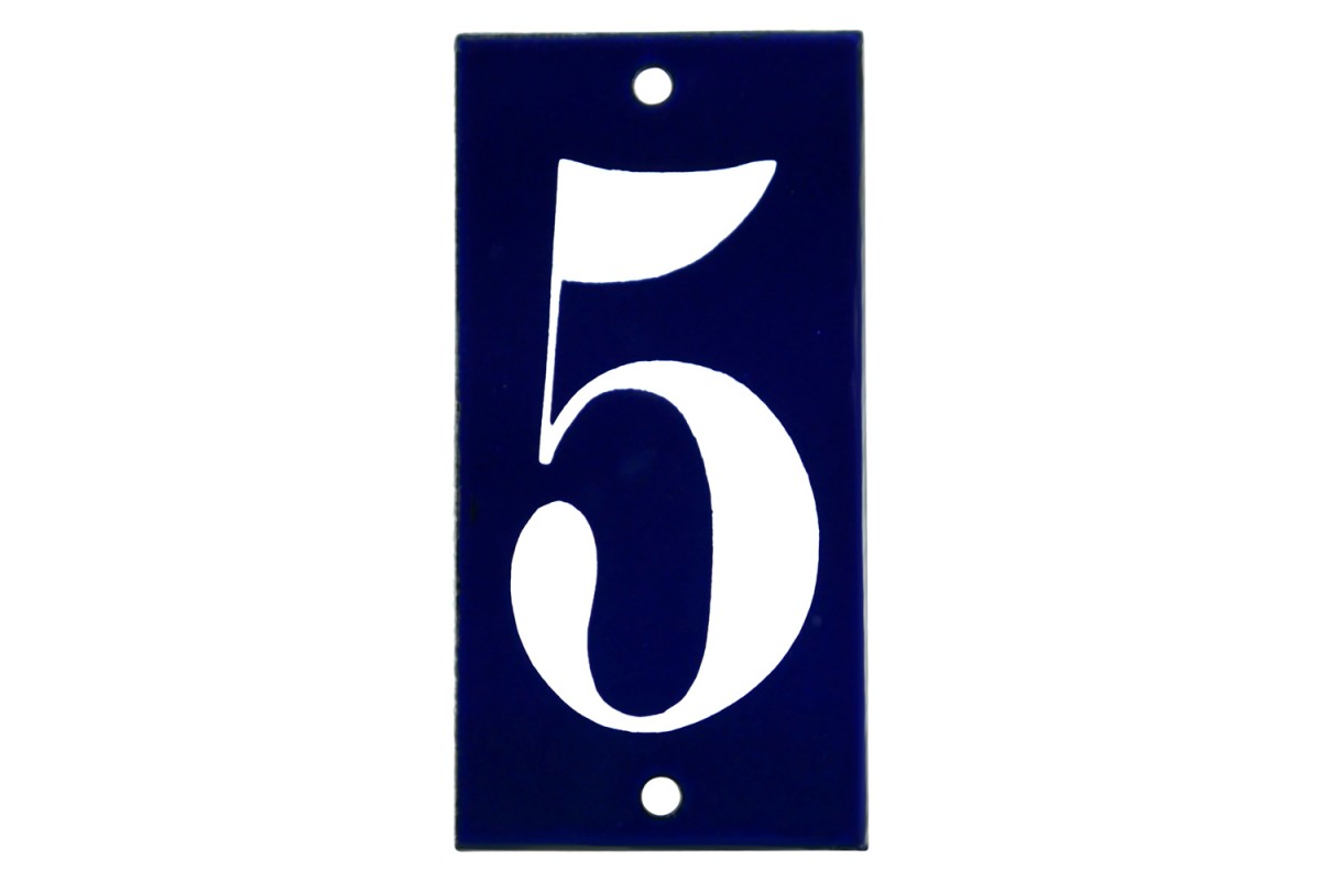 Emaljskylt 5 blå - vit 5 x 10 cm modell 14-5 Emaljskylt 5 blå - vit 5 x 10 cm modell 14-5