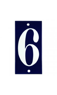 Emaljskylt 6 blå - vit 5 x 10 cm modell 14-5 Emaljskylt 6 blå - vit 5 x 10 cm modell 14-5