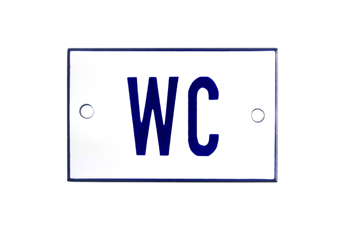Emaljskylt WC vit - blå 8 x 5 cm modell 1-5 Emaljskylt WC vit - blå 8 x 5 cm modell 1-5
