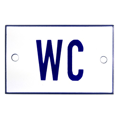 Emaljskylt WC vit - blå 8 x 5 cm modell 1-5