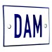 Emaljskylt DAM vit - blå 8 x 5 cm modell 1-5