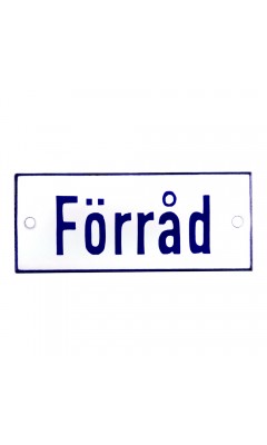 Emaljskylt Förråd vit - blå 12 x 5 cm modell 1-5 Emaljskylt Förråd vit - blå 12 x 5 cm modell 1-5