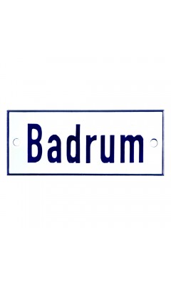 Emaljskylt Badrum vit - blå 12 x 5 cm modell 1-5 Emaljskylt Badrum vit - blå 12 x 5 cm modell 1-5