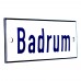 Emaljskylt Badrum vit - blå 12 x 5 cm modell 1-5