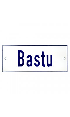 Emaljskylt Bastu vit - blå 12 x 5 cm modell 1-5 Emaljskylt Bastu vit - blå 12 x 5 cm modell 1-5