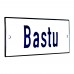 Emaljskylt Bastu vit - blå 12 x 5 cm modell 1-5