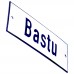 Emaljskylt Bastu vit - blå 12 x 5 cm modell 1-5