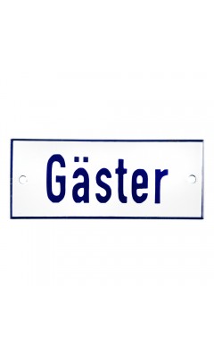 Emaljskylt Gäster vit - blå 12 x 5 cm modell 1-5 Emaljskylt Gäster vit - blå 12 x 5 cm modell 1-5