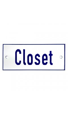 Emaljskylt Closet vit - blå 12 x 5 cm modell 1-5 Emaljskylt Closet vit - blå 12 x 5 cm modell 1-5