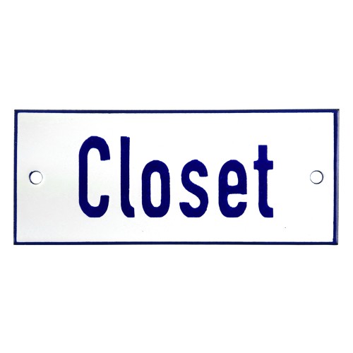 Emaljskylt Closet vit - blå 12 x 5 cm modell 1-5