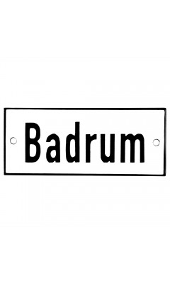 Emaljskylt Badrum vit - svart 12 x 5 cm modell 2-5 Emaljskylt Badrum vit - svart 12 x 5 cm modell 2-5