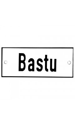 Emaljskylt Bastu vit - svart 12 x 5 cm modell 2-5 Emaljskylt Bastu vit - svart 12 x 5 cm modell 2-5