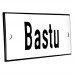 Emaljskylt Bastu vit - svart 12 x 5 cm modell 2-5