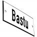 Emaljskylt Bastu vit - svart 12 x 5 cm modell 2-5