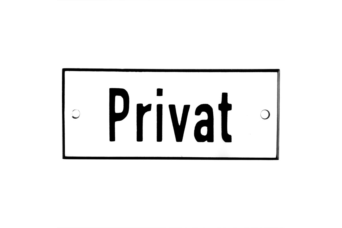 Emaljskylt Privat vit - svart 12 x 5 cm modell 2-5 Emaljskylt Privat vit - svart 12 x 5 cm modell 2-5