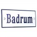 Emaljskylt Badrum vit - blå 12 x 5 cm modell 3-5