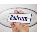 Emaljskylt Badrum vit - blå 12 x 5 cm modell 3-5